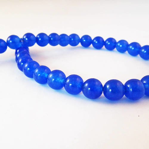 Pfm48 - lot de 5 perles fines minérales en verre sapphire 8mm bleu chakra expression 