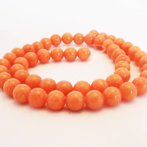 Pfm66 - lot de 5 perles en jade orange couleur chakra hara centre sexuel satisfaction 