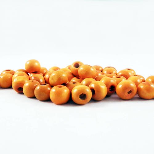 Pd48j - lot de 20 perles en bois orange rondes de 8mm de diamètre. 
