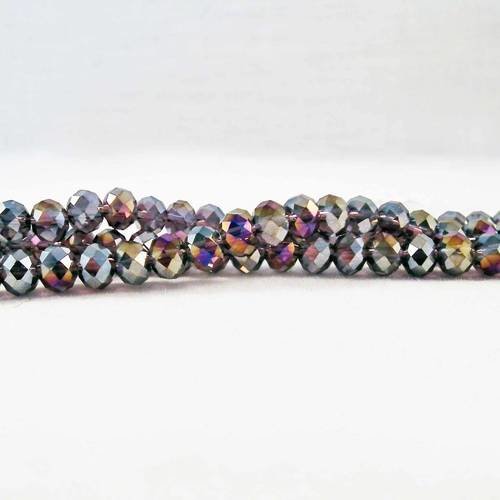 Psm50g - lot de 10 perles précieuses gris marron bleu or taupe mauve électrique à reflets 8x6mm en cristal 