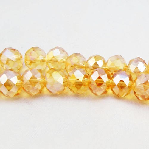 Psw65 - lot de 5 perles précieuses jaune doré fumé à reflets de 10mm x 7mm en cristal à facettes. 