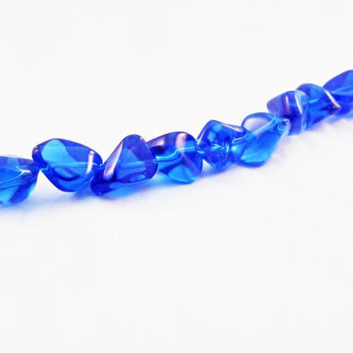 Pac118 - lot de 5 perles semi-transparentes bleu foncé en forme de pépite irrégulière de 15x10x10mm. 