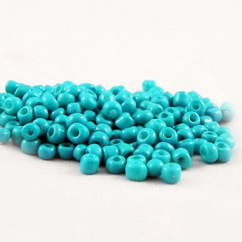 Pro54 - lot de 100 petites perles de rocaille en verre opaque bleu vert aqua spacer 
