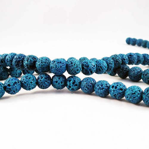 Alv1b - lot de 25 perles naturelles en lave de roche bleu acier océan de 8mm de diamètre, perles de formes irrégulières roche 