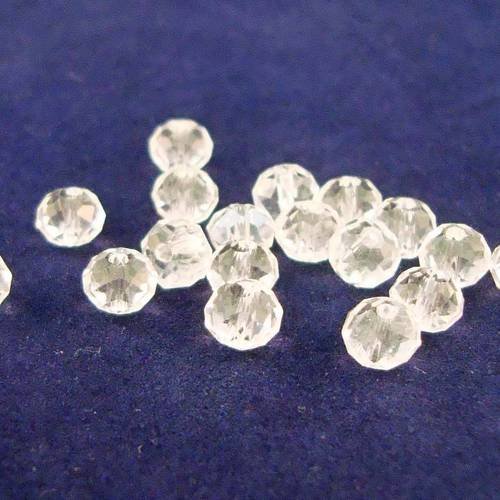 Pdl159 - 10 perles précieuses 8x6mm en verre cristal de couleur blanc transparent 