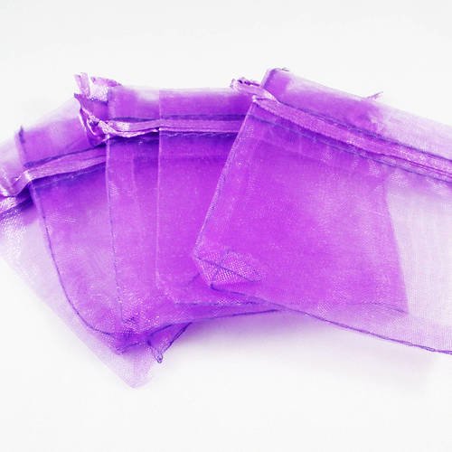 Sp27v - lot de 5 pochettes cadeau organza de couleur violet lilas, 9x7cm. 