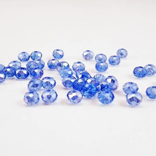Psw64 - 10 perles précieuses 4x3mm en verre cristal de couleur bleu 4mm 