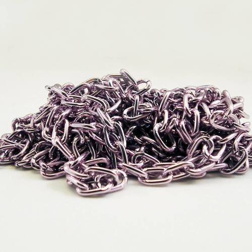 Fc78b - 1m de chaîne vieux lilas cendré pâle à reflets en aluminium de 6x4x1mm 