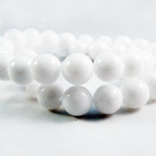 Pco51 - lot de 5 perles fine minérales en onyx de couleur blanche 