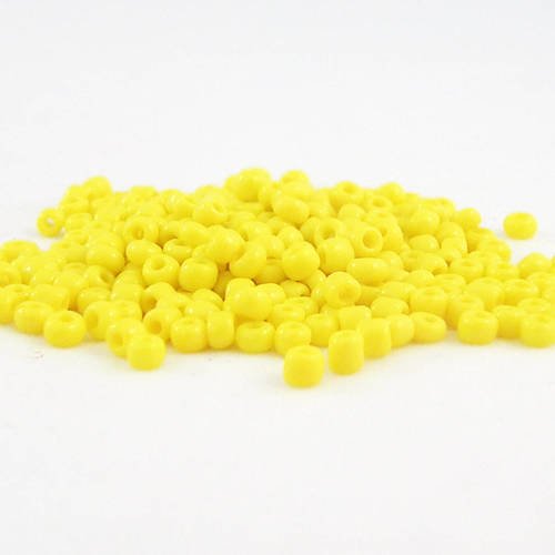 Pro51 - lot de 100 petites perles de rocaille en verre opaque jaune serein fluo spacer 