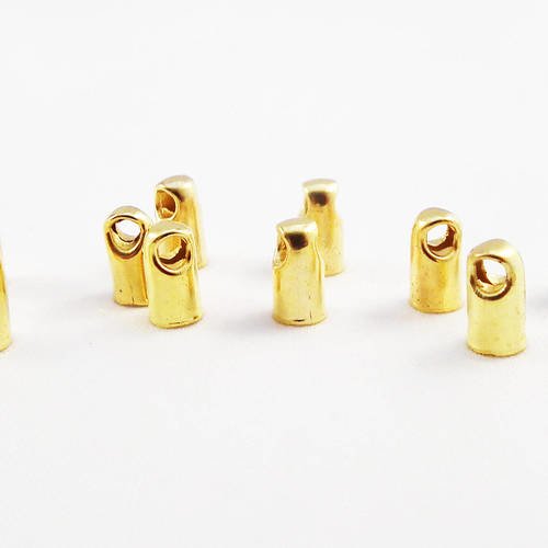 Cef50p - lot de 10 embouts à coller de couleur doré de 5x3.5mm, taille de trou 2,4mm. 