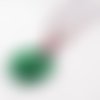 Bz112 - jolie breloque pendentif cercle rond en jade vert avec cordon à noeuds coulissants 