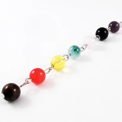 Bz106 - pendentif perles en verre pierres couleur 7 chakras méditation yoga énergie zen 