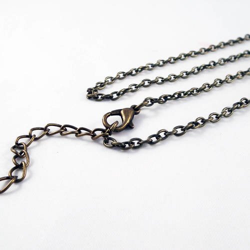 Sbc107 - collier à chaîne 46cm maille bronze avec fermoir à mousqueton et chainette d'extension 