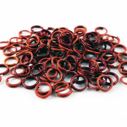 Mc67 - lot de 50 anneaux doubles de jonction ouvert de couleurs mixtes aléatoires orange rouge bordeaux cuivre 