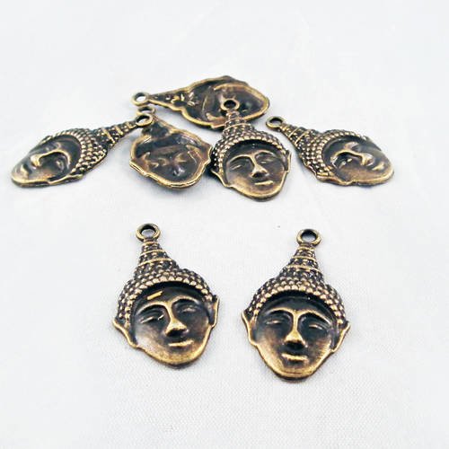 Bcp02 - lot de 2 breloques pendentifs charm buddha de couleur bronze 