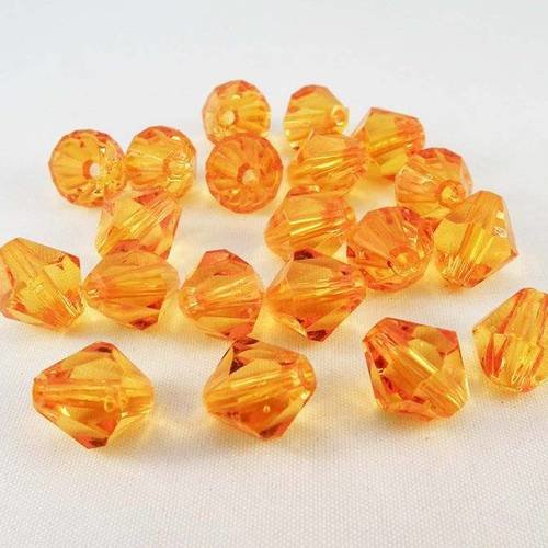 Inv38 - lot de 6 perles oranges bicônes à facettes