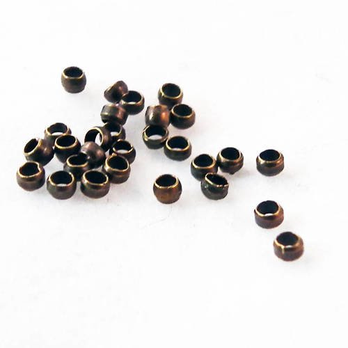Cpe08 - lot de 30 perles à écraser de couleur bronze de 2mm en cuivre 