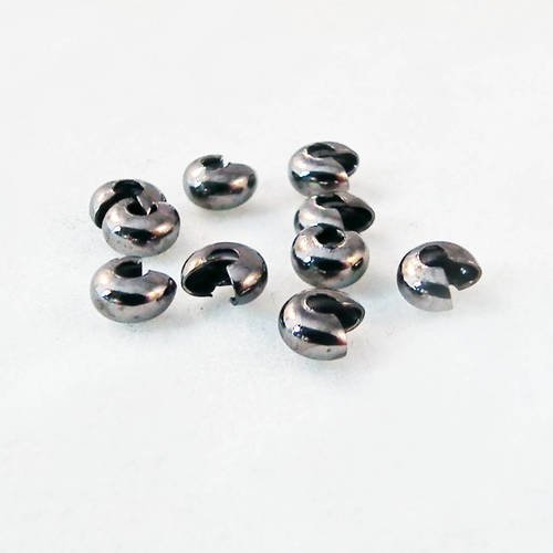 Cp09 - 20 cache-perles à écraser de couleur gunmetal de 3mm 