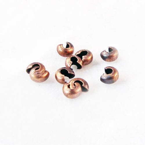 Cpe03r - 10 cache-perles à écraser de couleur cuivré de 3mm 