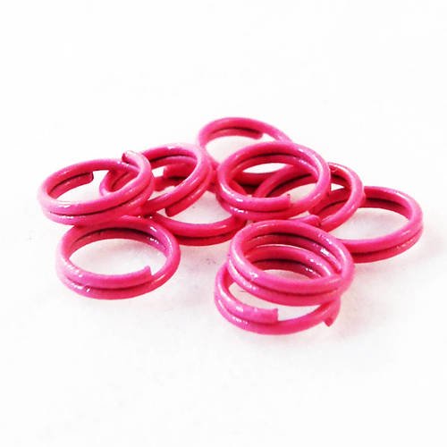 Fc68p - 10 anneaux de jonction ouvert doubles de couleur rose de 6mm x 2.5mm 
