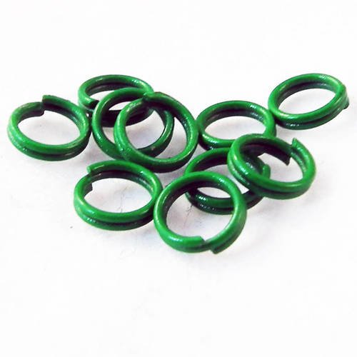 Fc68v - 10 anneaux de jonction ouvert doubles de couleur vert nature de 6mm x 2.5mm 