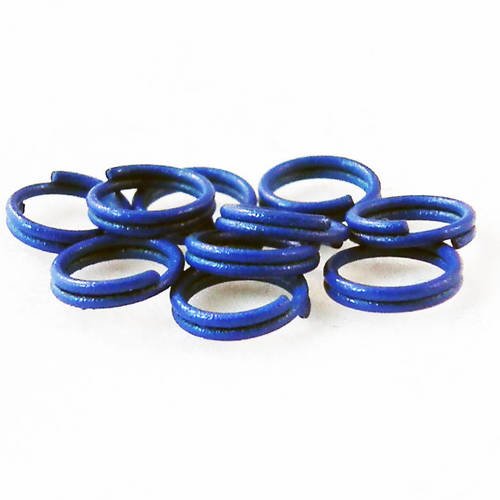 Fc68b - 10 anneaux de jonction ouvert doubles de couleur bleu foncé royal de 6mm x 2.5mm 