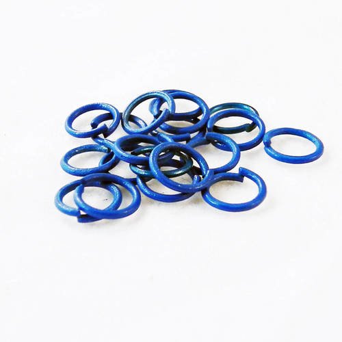 Mc60 - lot de 20 anneaux de jonction ouvert de couleur bleu foncé royal de 6mm de diamètre 