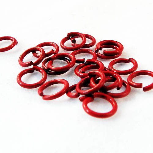 Mc59 - lot de 20 anneaux de jonction ouvert de couleur rouge bordeaux de 6mm de diamètre 