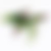 Lx01v - grande breloque pendentif corne d'abondance de chance verte avec attache bélière argenté 