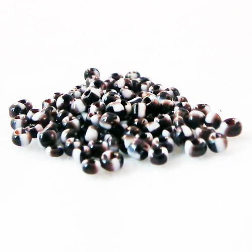 Pro49 - lot de 100 petites perles de rocaille en verre opaque teintes ton sur ton gris noir blanc 