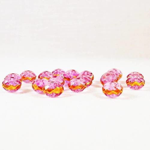 Pdl145 - 10 perles précieuses ton sur ton rose orangé zig zag rondelles en cristal de verre à facettes 