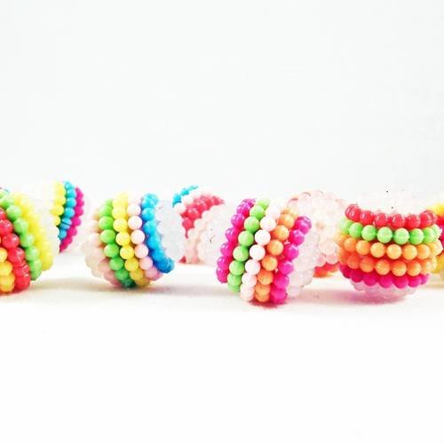 Pd18 - lot de 2 grosses perles en acrylique et résine bubble gum chunky multi rangs de couleurs mixtes 