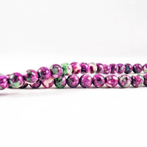 Ef30 -  1 enfilade de perles 6mm pierre abacus de turquie motifs abstrait fleurs géométrie mauve violet vert lilas 