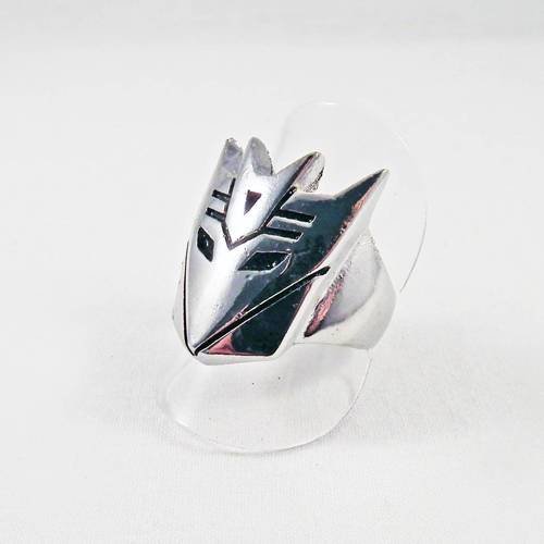 Nouveauté! support de bague pour homme en acier motif masque futur pointe argenté 