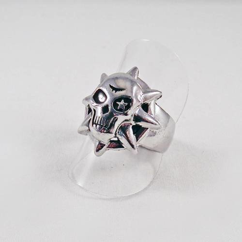 Nouveauté! support de bague pour homme en acier motif têtes de mort clou spike argenté 