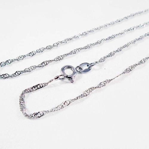 Joli collier à chaîne 44cm mailles torsadée argenté avec fermoir à mousqueton rond 