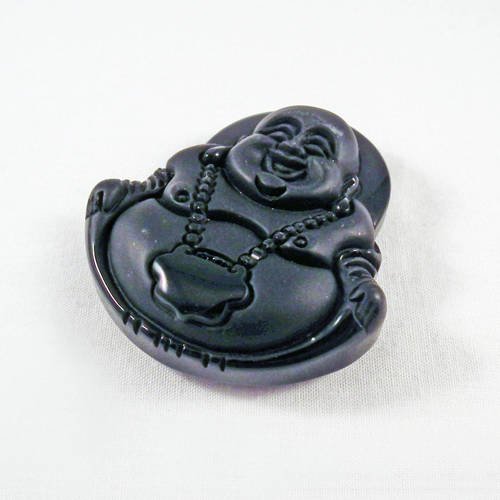Magnifique grande breloque pendentif en jade noir buddha bien portant asiatique 