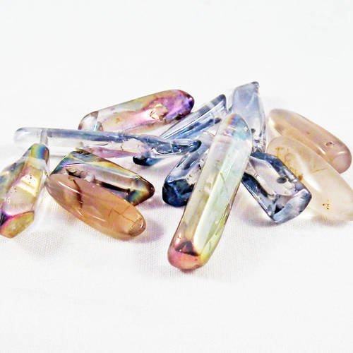 Lot de 12 pendentifs pierre fine agate de tailles et formats variés de 12mm à 35mm avec marques naturelles 