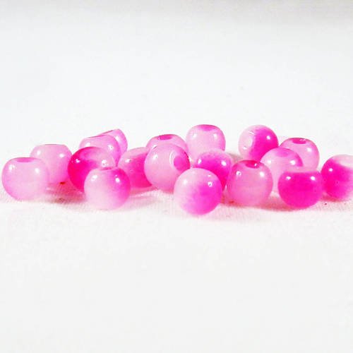 Pdl109- 15 perles en verre de 4mm de couleur rose ton sur ton 