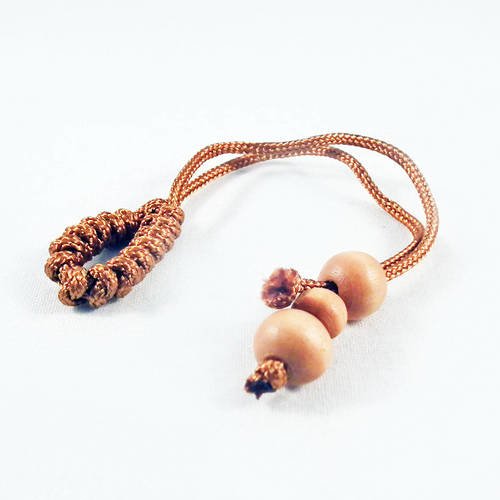 Pu60 - embout cordon de fil tressé de couleur marron et perles en bois 