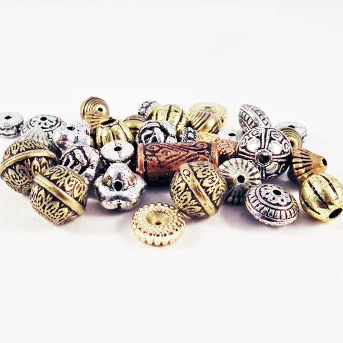 Superbe lot de 30 perles connecteurs intercalaires spacer style rétro de couleurs mixtes argent bronze doré cuivre 