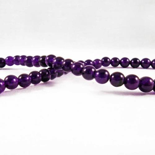 Ef33 - 1 enfilade de perles en pierre fine améthyste de 6mm de diamètre violet foncé 