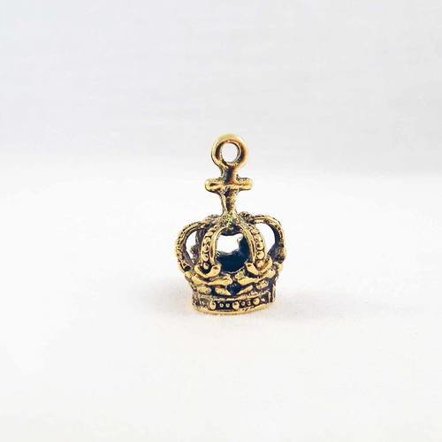 Btr27 - pendentif breloque couronne royal avec croix de couleur doré antique 3d