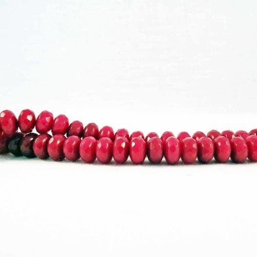 Pdl107 - lot de 10 perles en verre cristal à facettes de 8x5mm en abacus rubis rouge du brésil 