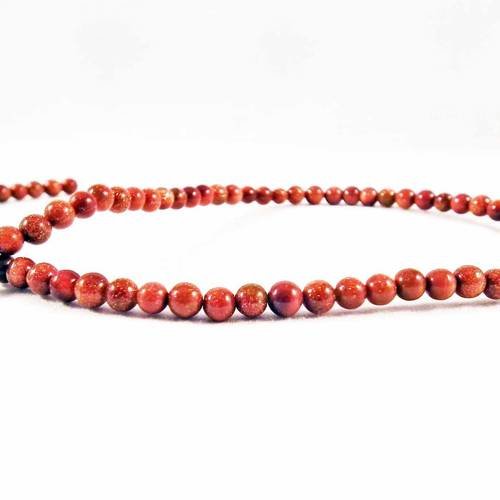 Pdl18 - magnifique enfilade d'environ 100 perles en pierre de sable orange marron cuivré à reflets scintillants paillettes dorées 