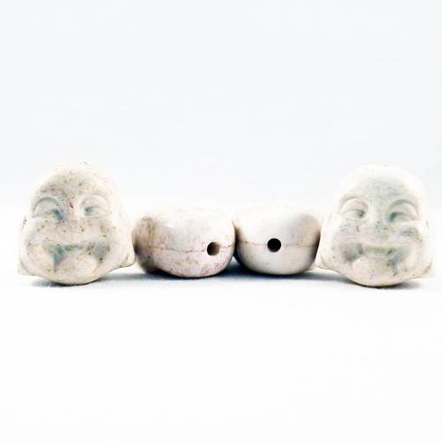 Hw26 - 1 grande breloque perle connecteur howlite buddha zen spirituel méditation yoga blanc écru ivoire vintage 