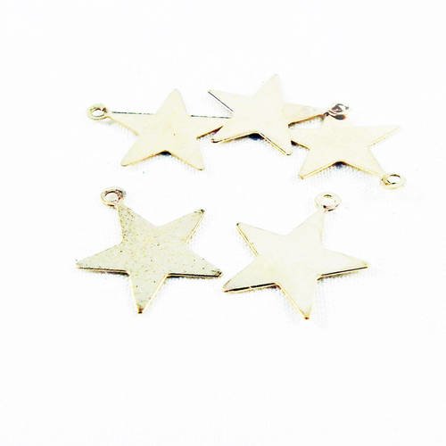 Lot de 5 petits pendentifs breloques étoile ultra fine en filigrane de couleur doré champagne monogramme 