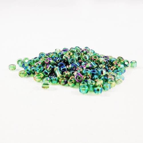 Pro19 - lot de 1000 petites perles de rocaille métallique translucide multi tons vert olive kaki marron à reflets 