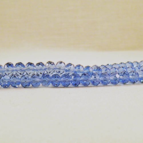 Ef17 - une enfilade de 90 perles précieuses 4x6mm bleu pâle en verre cristal à facettes 